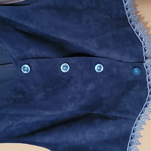 Vintage 100% cotton velour blue skirt and vest - Picture 8 of 9